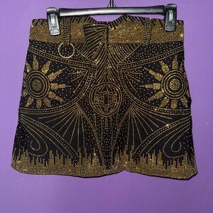 Chic Black and Gold Women's Pencil Skirt